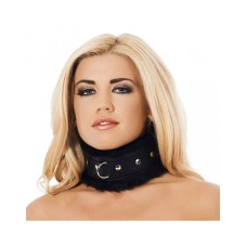 Rimba Bondage Play - Luxe Halsband met bont - Zwart