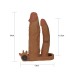 LoveToy - Pleasure X Tender Vibrating Double Penis Sleeve + 5 cm - Bruin