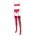Amorable by Rimba - 1/2 Cup BH met G-string, Jarretels en Kousen - Rood
