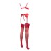 Amorable by Rimba - 1/2 Cup BH met G-string, Jarretels en Kousen - Rood